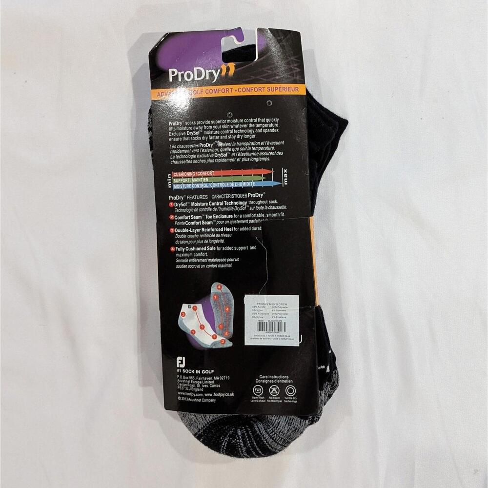 FootJoy ProDry Men’s Golf Ankle Socks 2 PACK Value Pack Black Gray Size L NWT - Picture 2 of 4